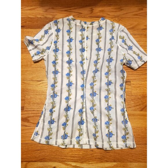 Intimataly Free People Floral Stripe Short Sleeve Stretch Top XXS - Picture 3 of 7